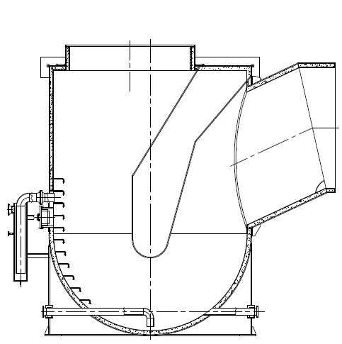 Section drawing of a streamlined water seal tank design